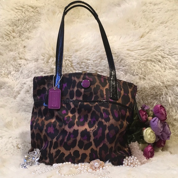Coach Handbags - Premium coach purple ocelot bag perfect condition.